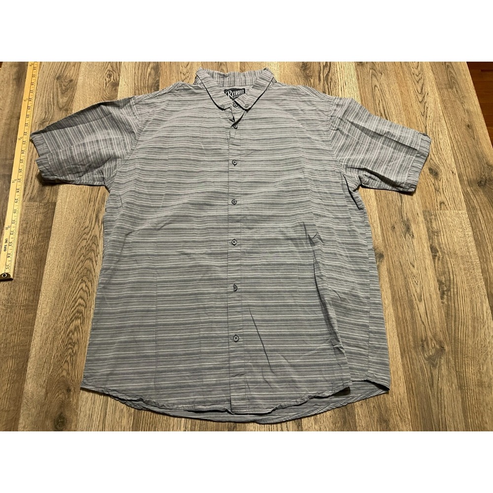 Retrofit Shirt, Men's Size XXL, Gray, Button Down, Short Sleeve